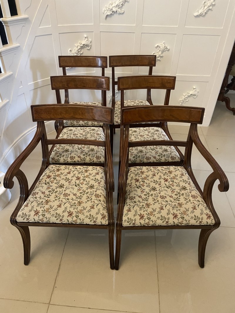 Set of 6 Antique Regency Quality Mahogany Dining Chairs